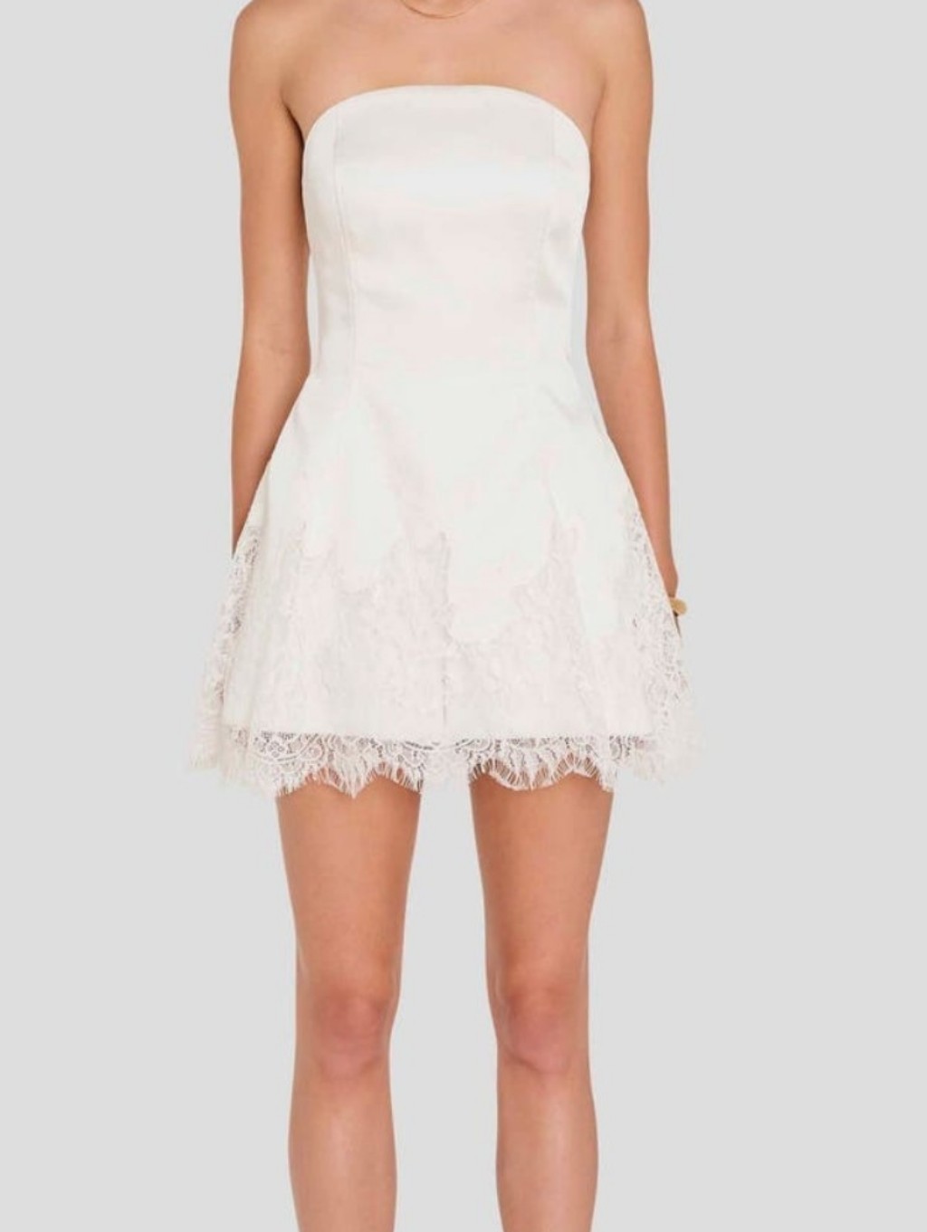 Amanda Uprichard Romilly Lace Hem White Strapless Romper